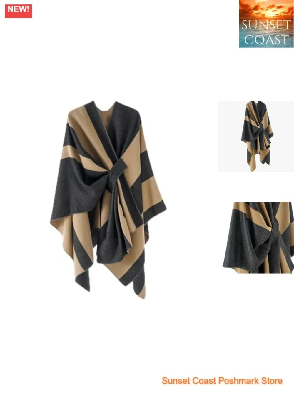 Women's Knit Poncho Wrap Shawl Cape Cardigan Open Front Large Cozy Winter Fall